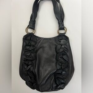 Vintage Vince Camuto Ruffle Leather Shoulder Bag